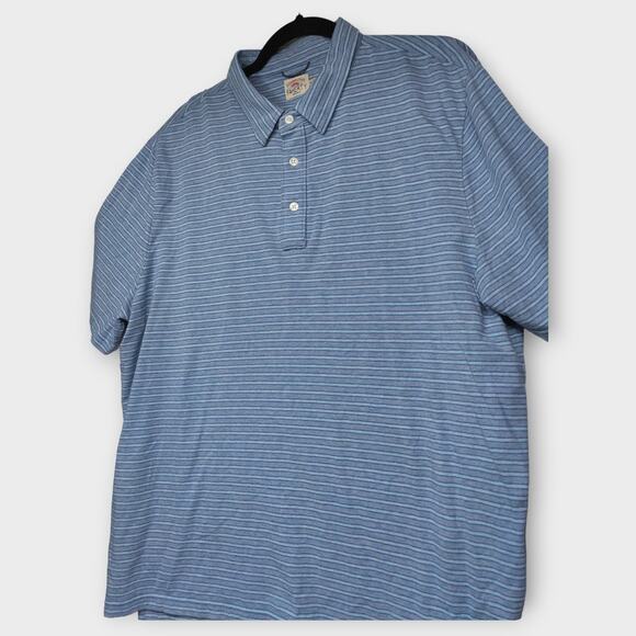 Faherty Other - Mens Faherty Blue Striped Short Sleeve Polo Shirt Size XL